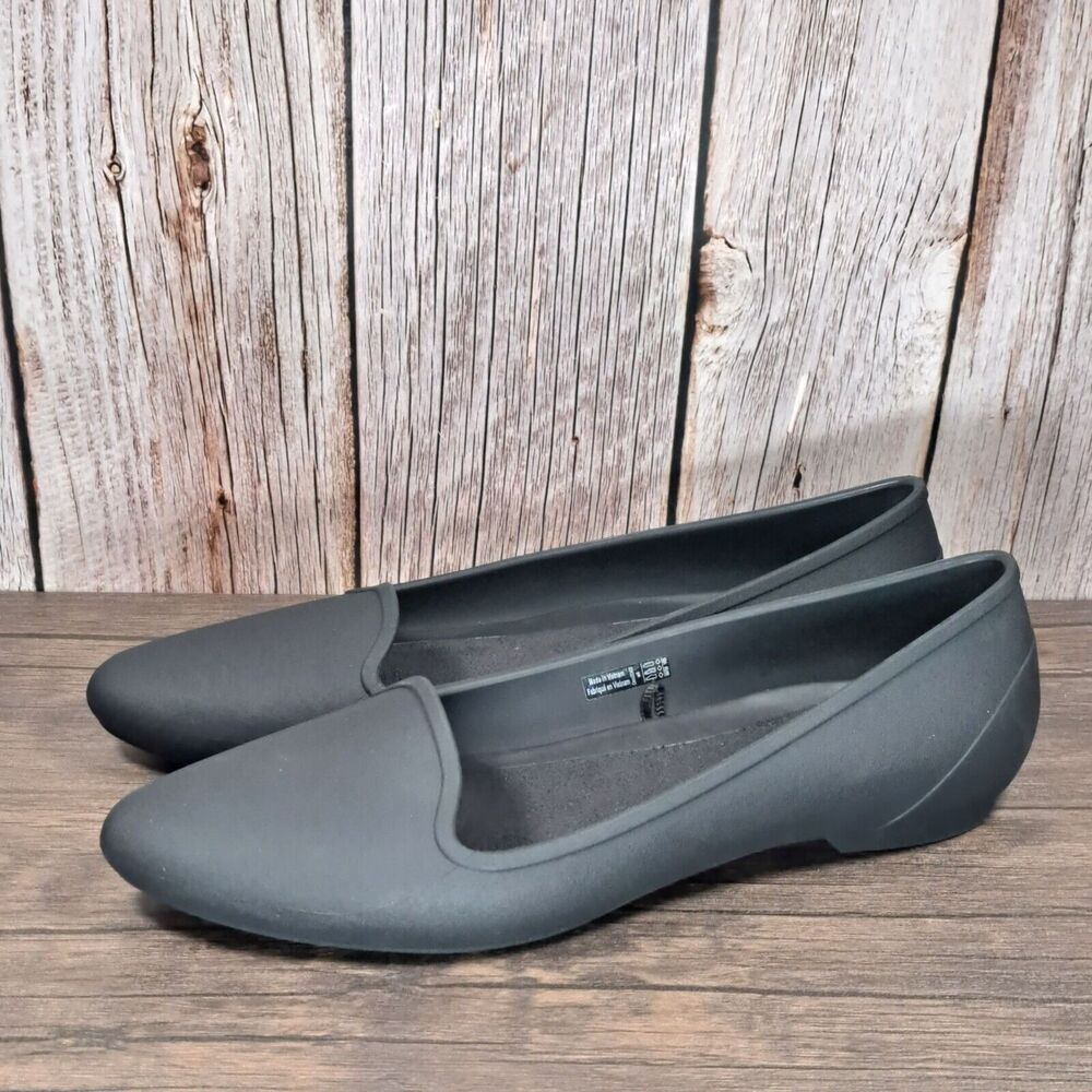 Crocs Eve Slip on Ballet Flats Black Women's Size 8 iconic Comfort
